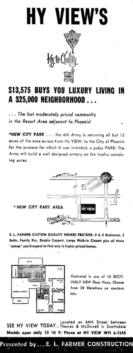 Vintage Ad for HyView neighborhood, Scottsdale