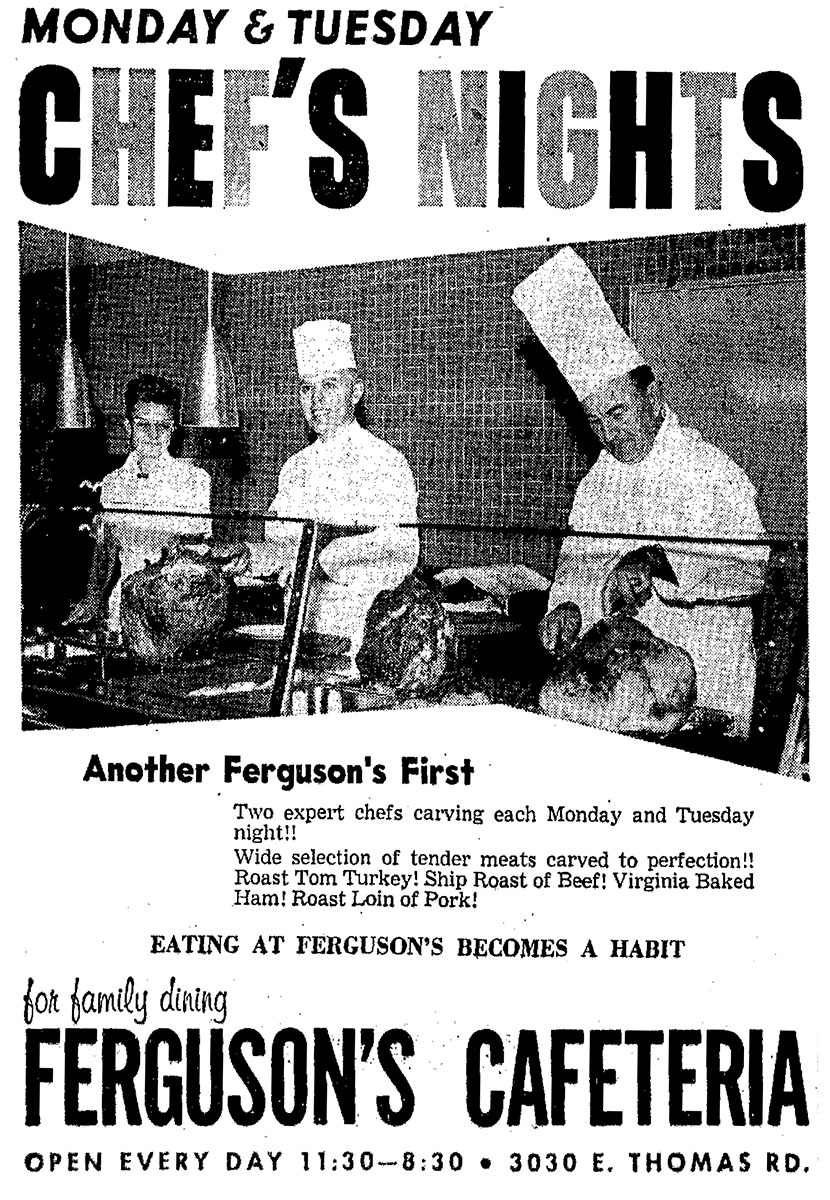 Ferguson's Cafeteria Chef's Night Ad