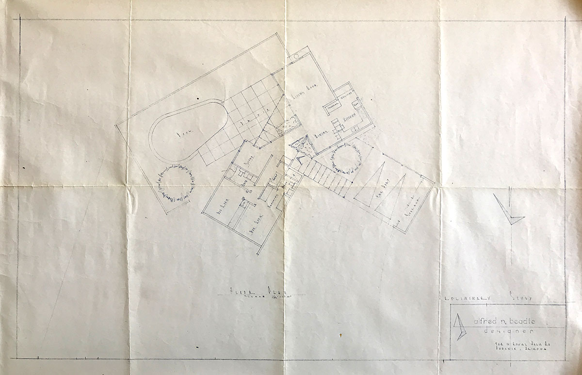 Blueprint of Fingado House #1 by Al Beadle.