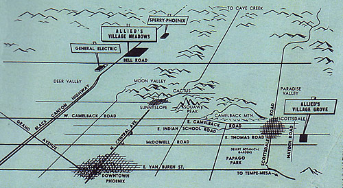 Vintage map of Village Grove locations