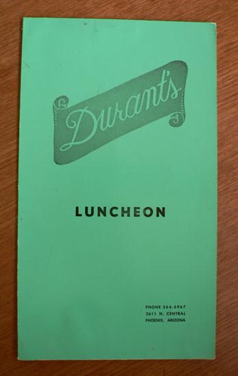 Postwar Phoenix Vintage Menus