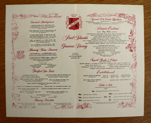 Postwar Phoenix Vintage Menus