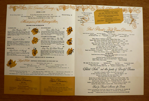 Postwar Phoenix Vintage Menus