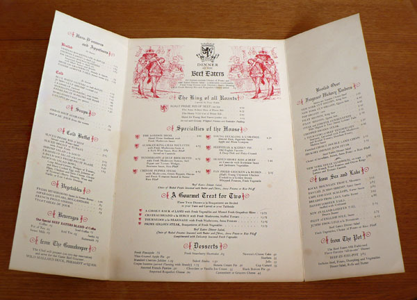 Postwar Phoenix Vintage Menus