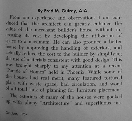 A pulbication of Arizonaa Architect highlighting Fred Guirey FAIA