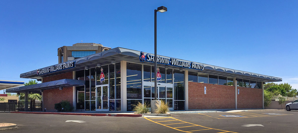 Former Bank of Arizona by Ralph Haver rehabbed by Sherwin-Williams in 2016