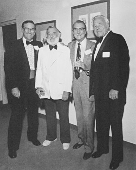 Jimmie Nunn, Ralph Haver, Ed Varney, and Fred Guirey celebrating Nunn's Fellowship in the AIA
