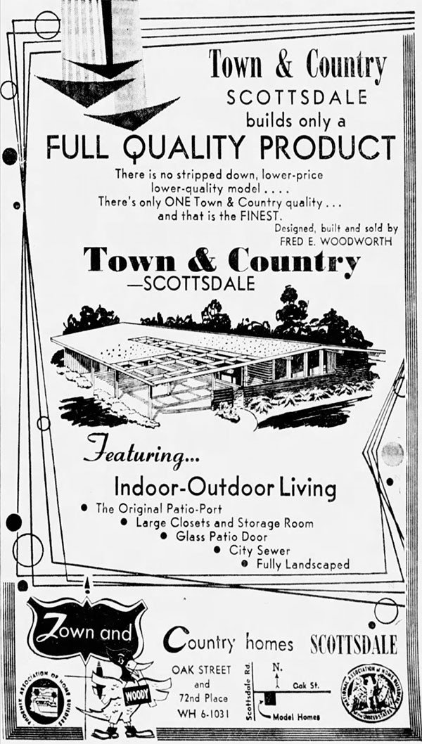 Ads for Town and Country Homes designed by Ralph Haver with Fred Woodworth