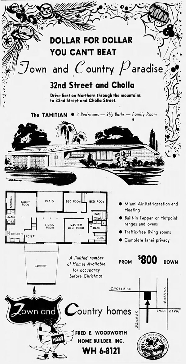 Ads for Town and Country Homes designed by Ralph Haver with Fred Woodworth