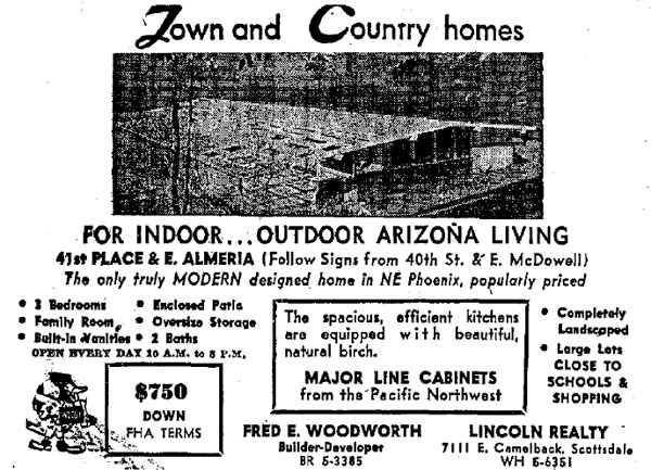 Ads for Town and Country Homes designed by Ralph Haver with Fred Woodworth