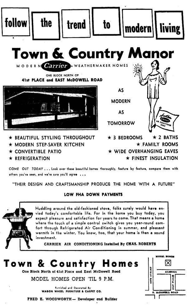 Ads for Town and Country Homes designed by Ralph Haver with Fred Woodworth