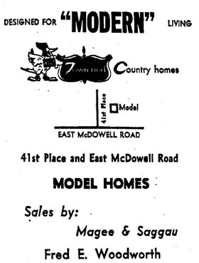 Ads for Town and Country Homes designed by Ralph Haver with Fred Woodworth