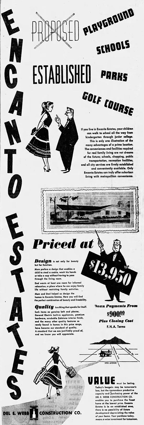 Vintage ad for Encanto Estates in Phoenix Arizona