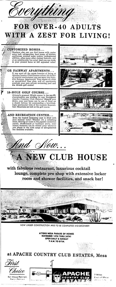 Vintage ads for Country Club Estates in Mesa