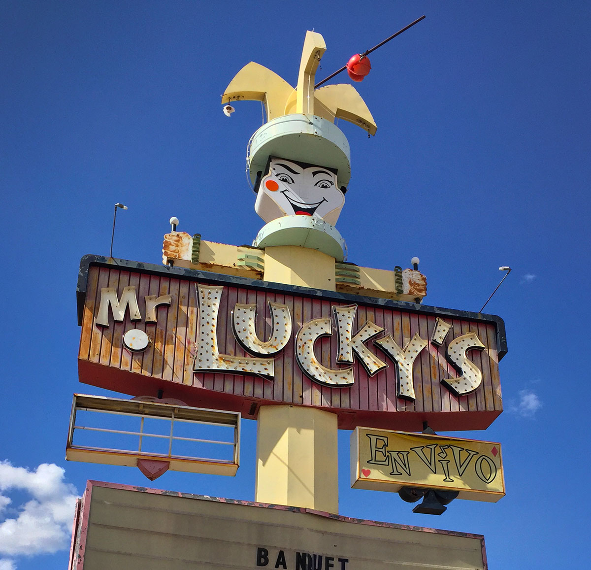 Mr. Lucky's vintage neon sign on Grand Avenue in Phoenix