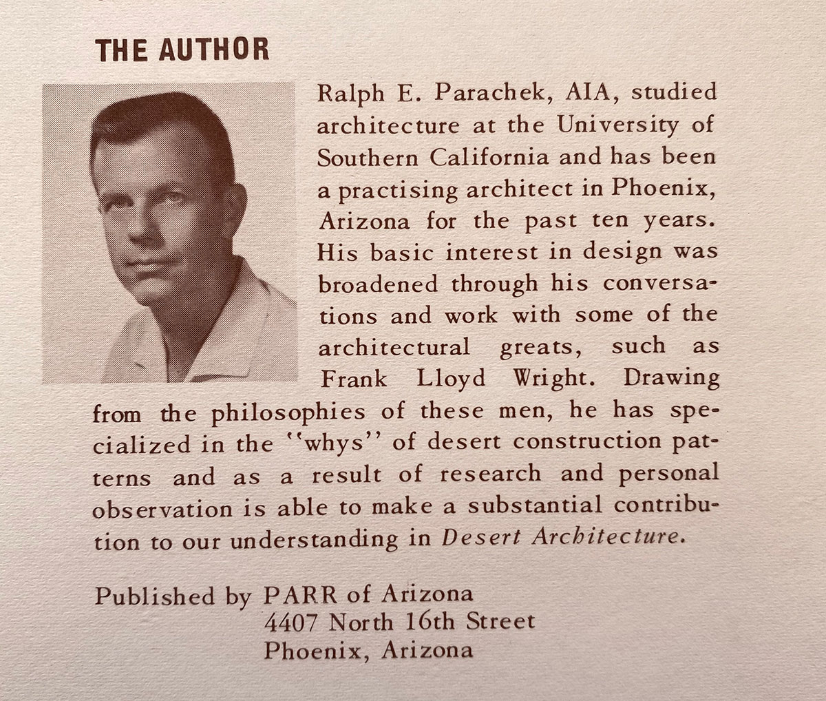 Portrait and brief biography of Ralph Paracek