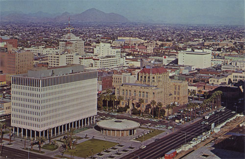 Aerial photo of Phoenix Arizona in the midcentury era